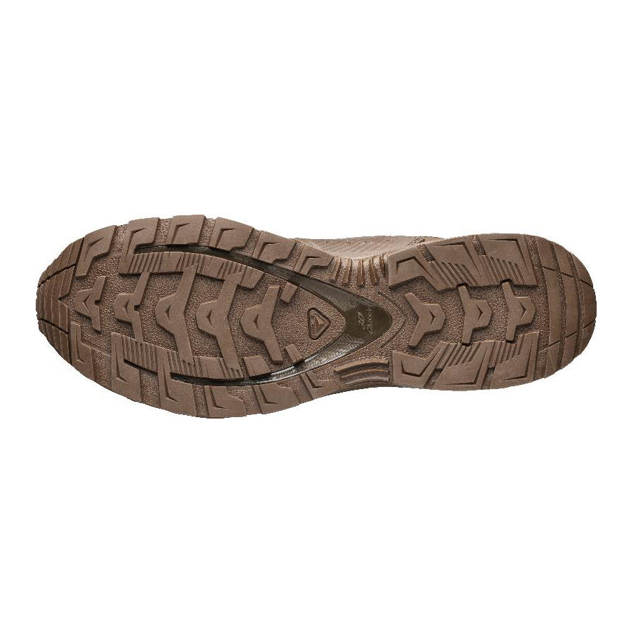 Outsole view of the Ranger Brown Salomon XA Forces Jungle Boot featuring a traction-focused tread pattern for wet and uneven terrain.