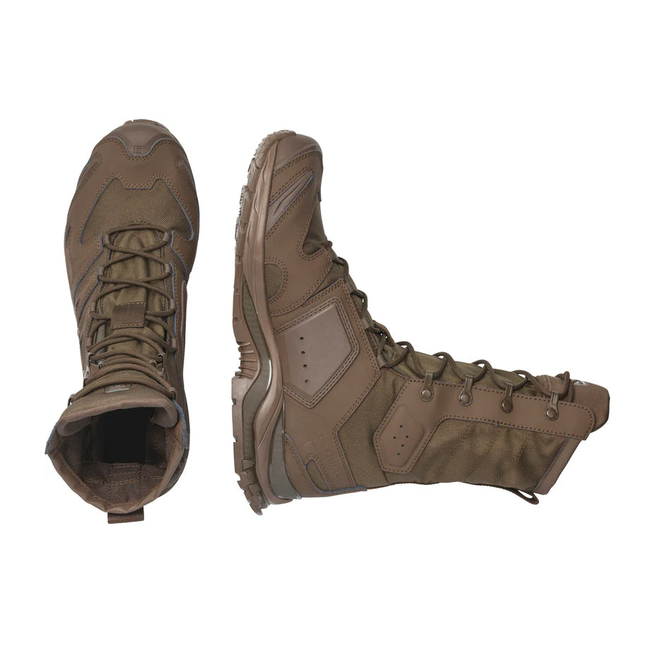 Pair of Ranger Brown Salomon XA Forces Jungle Boots showcasing fast-drying materials and a supportive tactical boot design.