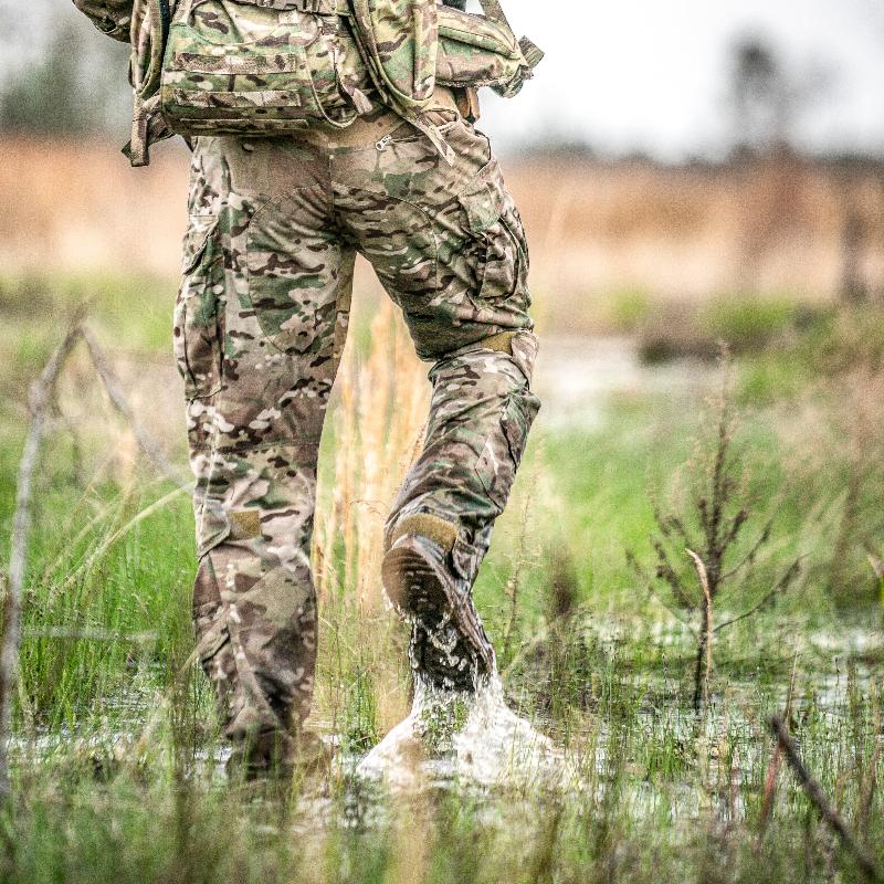 Salomon XA Forces Jungle Boots used in a wet operational environment, highlighting their drainage capabilities and fast-drying construction.