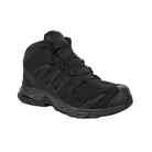 Three-quarter view of the Black Salomon XA Forces Mid boot featuring durable materials, ankle support, and lightweight tactical performance.