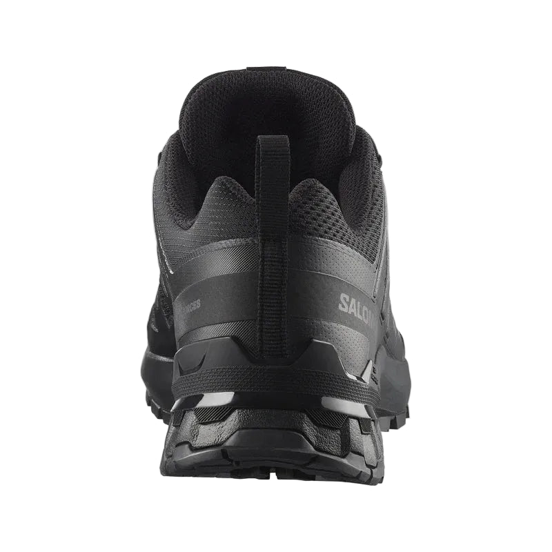 Rear heel view of Salomon XA Pro Forces Black tactical footwear showing 3D Advanced Chassis support and reinforced heel counter