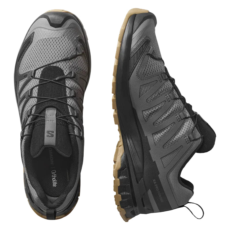 Pair of Salomon XA Pro Forces Castlerock wide fit tactical trail running shoes displayed from angled top and side perspective