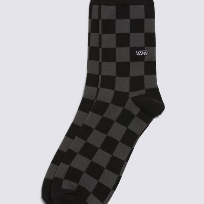 Vans Checkerboard Crew Sock Size 9.5-13 Socks Vans Black/Charcoal 