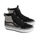 Pair of black and gray high-top sneakers on a light background