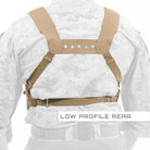 Rear view of the Shaw Concepts ARC Chest Rig Kit V2 being worn, showing the ventilated H-harness, StratusFit shoulder padding, and adjustable rear strap system.