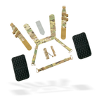 Hardware and accessory kit included with the Shaw Concepts ARC Split Rig Kit featuring mounting hardware, straps, and StratusFit shoulder pads.