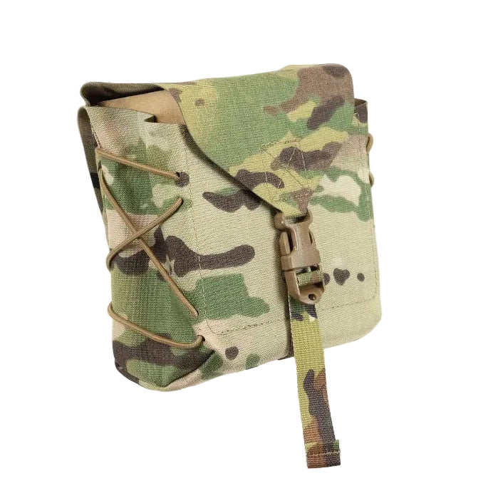 Shaw Concepts BFG Pouch in Multicam belt fed ammo and large capacity MOLLE utility pouch with Tegris reinforced front panel and quick access buckle closure, designed for SAW drums, linked belts, ammo boxes, and heavy duty machine gun loadouts on plate carriers and tactical belts