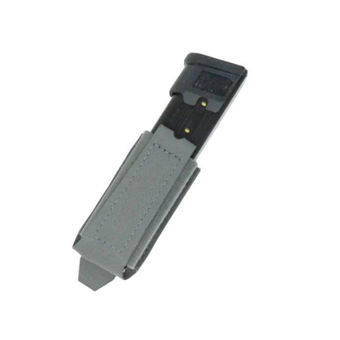 Shaw Concepts Double Elastic Pistol Pouch in Wolf Grey low profile elastic pistol magazine pouch with dual layer mil spec retention and HANK friction liner, MOLLE compatible double stack pistol mag holder for plate carriers, battle belts, and professional combat gear loadouts made in the USA