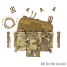 Shaw Concepts Elastic 556 Placard V2 shown with optional accessories and insert configurations, low profile 5.56 mag placard integrating tourniquet sleeve, tool retention, and modular plate carrier attachment for combat gear, military loadouts, and law enforcement duty setups made in the USA