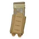 Shaw Concepts FLEX Pouch V2 in Coyote low profile elastic rifle magazine pouch with dual layer mil spec W5664 elastic and HANK friction liner, MOLLE compatible tactical rifle mag holder for battle belts, plate carriers, and combat gear loadouts made in the USA