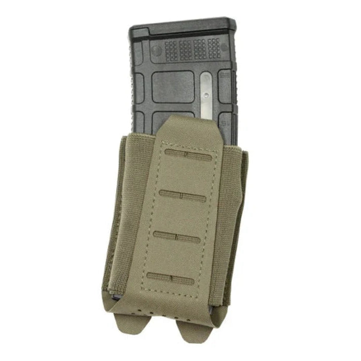 Shaw Concepts FLEX Pouch V2 in Ranger Green low profile elastic rifle magazine pouch with dual layer mil spec retention and HANK friction liner, MOLLE compatible tactical rifle mag holder for plate carriers, battle belts, and professional combat gear setups made in the USA