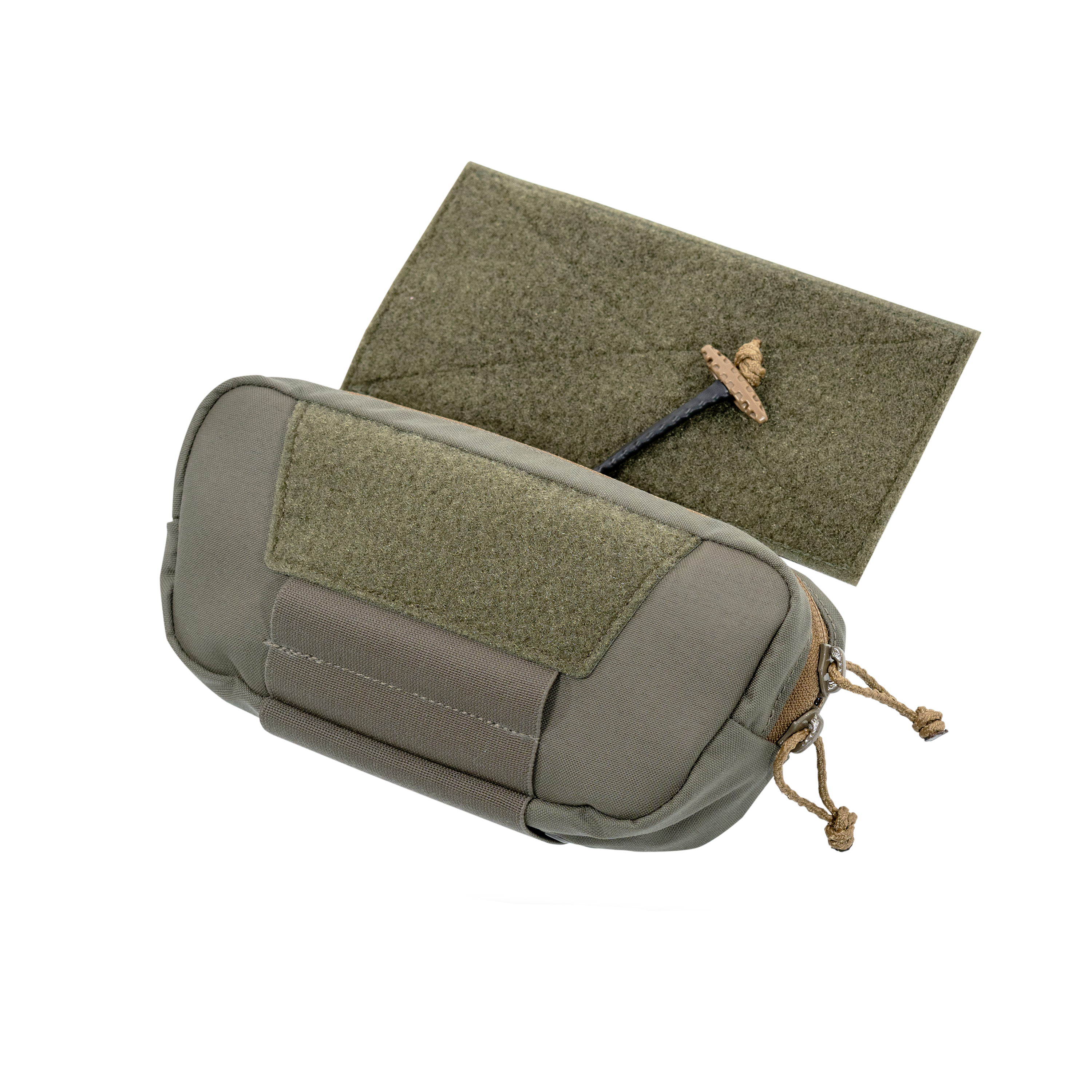 Shaw Concepts RAID Pouch LITE in Ranger Green featuring a low-profile chest rig hanger pouch with a First Spear Tube mounting flap and modular organization.