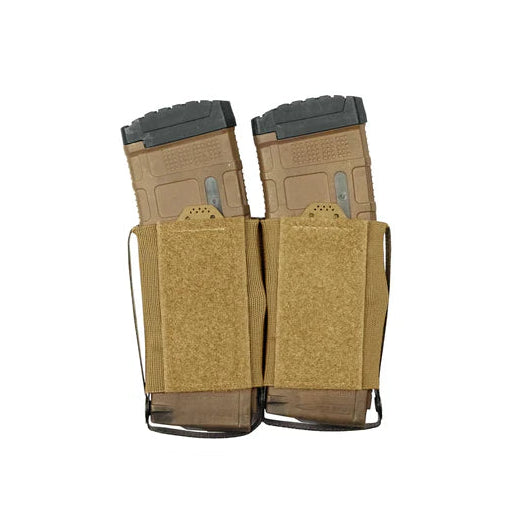 Shaw Concepts RAM Elastic Insert Double 556 Coyote showing dual 5.56 magazine cells with reinforced Tegris sidewalls and Velcro backing
