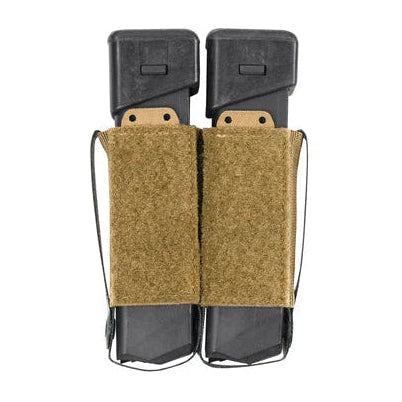 Shaw Concepts RAM Elastic Insert Double Pistol in Coyote tactical pistol mag insert with Tegris reinforced sidewalls and hook and loop backing for placard systems