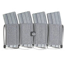 Shaw Concepts RAM Elastic Insert Quad 556 in Wolf Grey with Tegris thermoplastic sidewall reinforcement and four 5.56 magazine cells, low profile elastic placard insert designed for smoother reloads, improved durability, and secure retention in hook and loop plate carrier systems