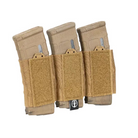 Shaw Concepts SPCTR Insert in Coyote elastic triple 5.56 mag insert for ARC Placard V4, low profile magazine retention upgrade with Velcro backing and shock cord integration designed for modular chest rigs, plate carriers, and military combat gear loadouts made in the USA