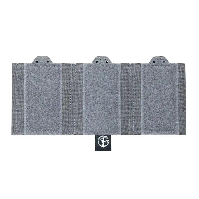Shaw Concepts SPCTR Insert in Wolf Grey unloaded elastic triple 5.56 mag insert for ARC Placard V4, low profile magazine retention upgrade with Velcro backing and shock cord compatibility built for modular chest rigs, plate carriers, and professional combat gear loadouts made in the USA