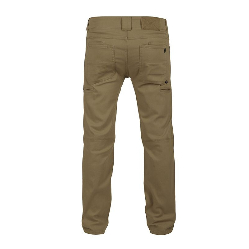 Back view of the Carlos Ray Slim Fit Pants in Dark Desert Sand displaying sturdy pocketing and articulated seat.