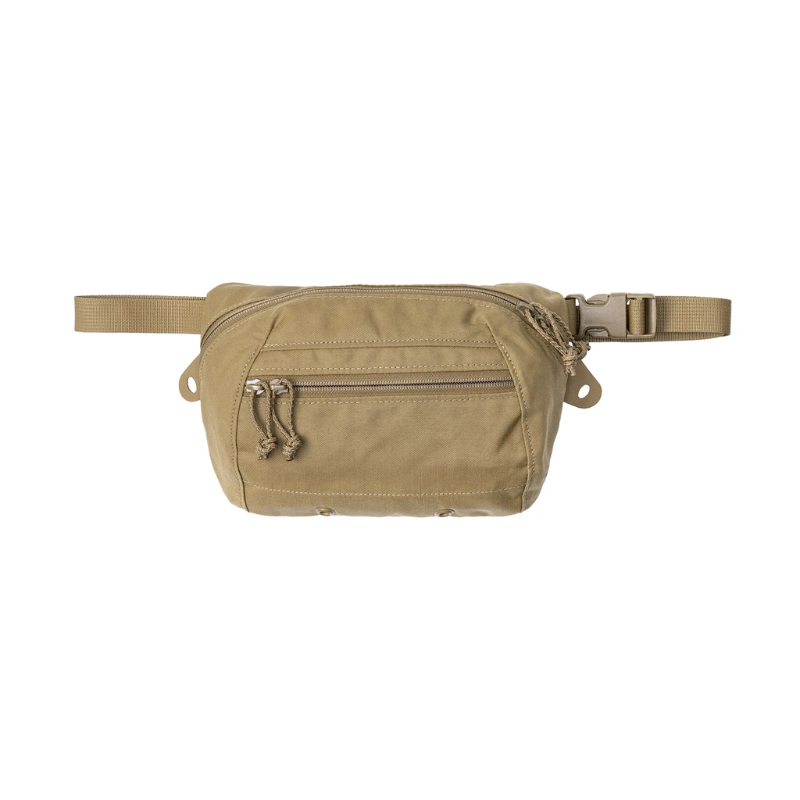Spiritus Systems BIG Fanny SACK in Coyote Brown with adjustable waist strap, front zippered pocket, and drainage grommets