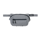 Spiritus Systems BIG Fanny SACK in Wolf Grey with front zippered storage pocket, black zipper pulls, and adjustable waist strap