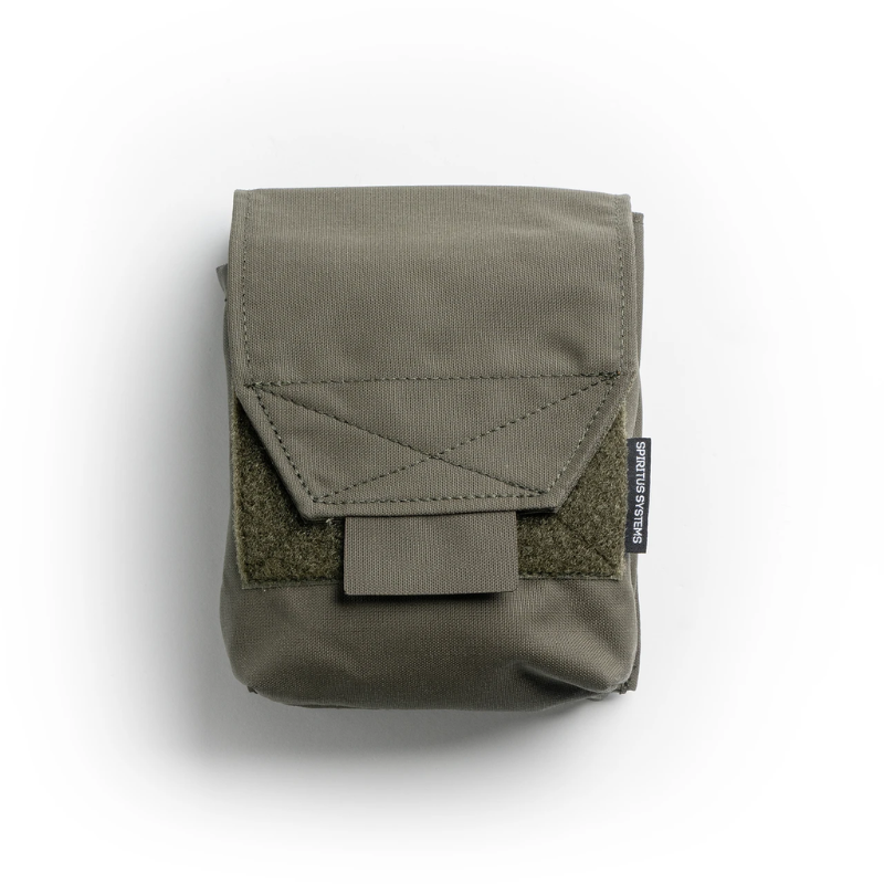 Spiritus Systems JSTA Pouch in Ranger Green featuring a low-profile tactical design with hook-and-loop flap closure for secure equipment storage.
