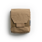 Spiritus Systems JSTA Pouch in Coyote Brown with hook-and-loop flap closure and dual-purpose storage for tactical magazines and accessories.