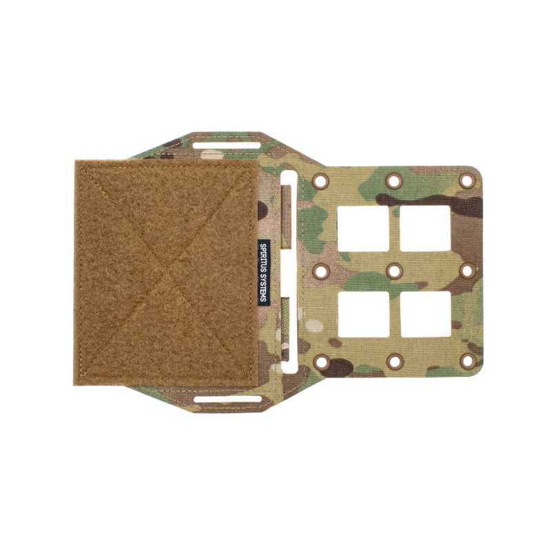 Spiritus Systems MOLLE Expander Wing in Multicam featuring a 2x2 Tegris MOLLE grid, metal eyelets, and hook-and-loop attachment panel for plate carriers.