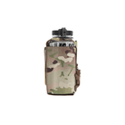 Front view of Spiritus Systems Nalgene Water Bottle Pouch in Multicam with 32oz Nalgene bottle, showing its form-fitting design and open top.