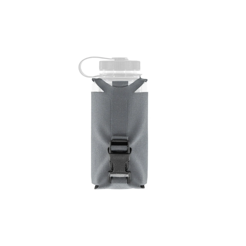 Spiritus Systems Nalgene Water Bottle Pouch in Wolf Grey with 32oz Nalgene bottle, secure retention strap, and quick-release buckle.