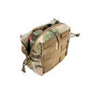 Spiritus Systems Small GP Pouch in Multicam shown from the rear with MOLLE-compatible mounting panel and partially open main compartment.