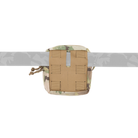 Spiritus Systems Small GP Pouch in Multicam shown from the rear with belt threaded through the integrated mounting pass-through.