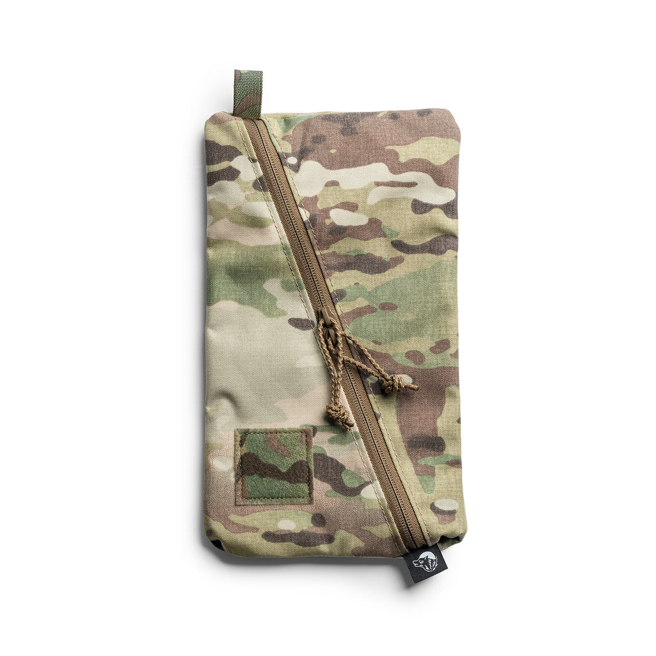 Spiritus Systems BII Wonton Pouch in Multicam showing modular gear organizer pouch with diagonal zip design and 500D Cordura construction