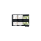A black tactical pouch with a black elastic band holding two rolled white gauze pads and a green packet, shown on a plain white background.