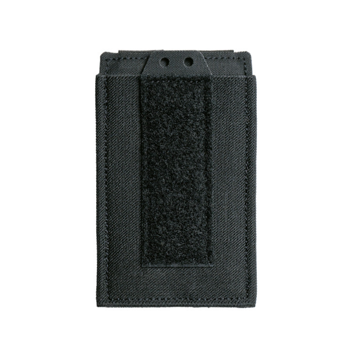Spiritus Systems EMP Single Elastic Mag Pouch in Black, designed to hold one 5.56 magazine or mission gear. Features elastic construction, optional bungee retention kit, MOLLE-compatible rear mounting, and loop front panel for Pangolin Flap or ID patch integration.