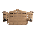 Spiritus Systems EUD Bridge in Coyote, built from CURV® composite and nylon laminate for lightweight durability. Chest rig mount designed to secure End User Devices, integrate with MOLLE setups, and support ATAK systems and PTTs for mission-ready performance.
