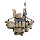 Spiritus Systems EUD Bridge in use on a chest rig, securing an End User Device for stable, hands-free access during operations. Lightweight CURV® composite and nylon laminate design integrates with MOLLE setups, ATAK devices, and PTTs for mission-ready performance.