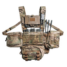 Spiritus Systems EUD Bridge shown in full kit on a chest rig loadout, keeping an End User Device centered and secure. Built from CURV® and nylon laminate for lightweight durability, the EUD Bridge integrates with MOLLE rigs and PTTs for streamlined, mission-ready tech management.