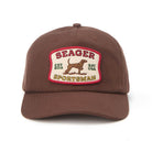 Brown cap with Seager Sportsman patch on a white background