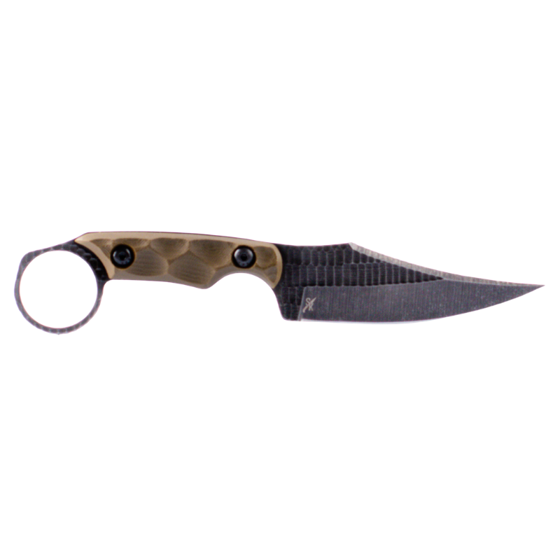 Stroup Knives HM1 with OD green handle and acid-etched 1095 high carbon steel blade for EDC and tactical use