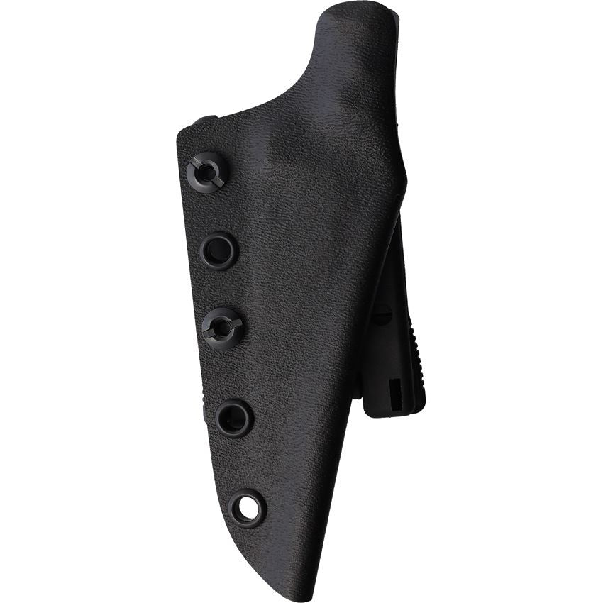Kydex sheath for Stroup Knives Bravo 5 compact 1095 fixed blade featuring molded retention and multi position belt carry
