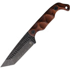 Stroup Bravo 5 Tanto wood handle version with acid etched 1095 steel tanto blade designed for field durability and aggressive piercing performance