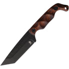 Stroup Knives Bravo 5 Tanto with wood handle and Black Cerakote 1095 high carbon steel blade featuring full tang construction and tactical Kydex sheath