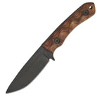 Stroup GP2 tactical knife with Honduras Rosewood handle and black Cerakote coated 1095 high carbon steel blade, compact full tang fixed blade tactical knife for EDC, survival, hunting, and field use made in the USA