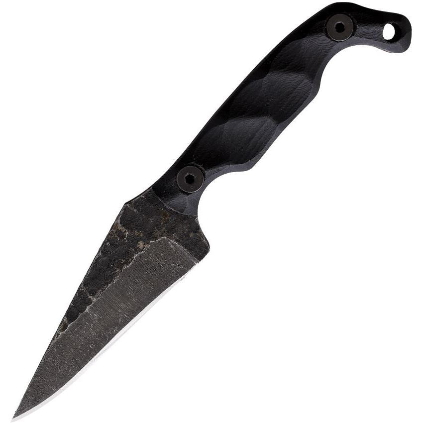 Stroup Knives Mini1 black handle with acid etched 1095 high carbon steel blade compact fixed blade for EDC and backup carry