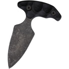 Rear view of Stroup SD1 push dagger tactical knife with black G10 T handle and double edged 1095 high carbon steel blade, compact fixed blade tactical knife for concealed carry, self defense, EDC carry, and close quarters defense made in the USA