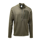Olive green pullover with a pocket on a white background