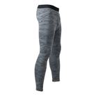 Three quarter side view of the TD Base Layer Long Underwear in Shadow Tiger Stripe highlighting the ergonomic leg paneling, crotch gusset, and breathable Merino bamboo blend designed for movement in cold climates. Ideal for tactical operations, range days, and outdoor training across the United States through Tactical Distributors.