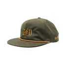 TD Goat Rope Snapback Cap in Loden Olive Green featuring a five-panel rope hat design, flat bill, adjustable snapback closure, and embroidered TD logo.