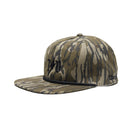 TD Goat Rope Cap in Mossy Oak OG Bottomland featuring a structured five-panel design, flat bill, classic rope detail, and adjustable snapback closure.