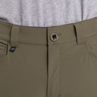 Close-up of TD Neptune Amphibious Tactical Performance Pants in True Ranger Green highlighting the front shank button closure, reinforced front hand pockets, and durable quick-dry ripstop fabric designed for tactical EDC and amphibious performance
